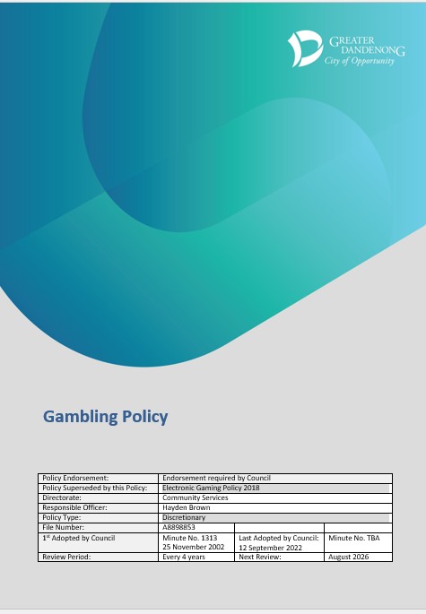 Front cover of the current Policy