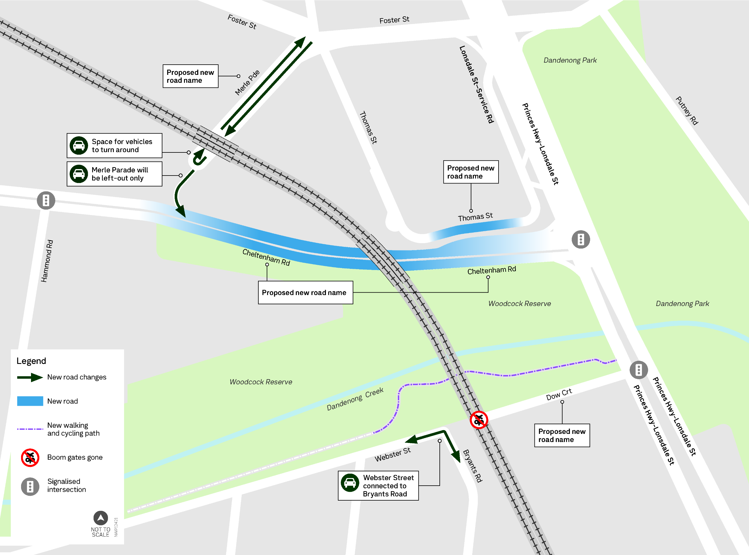 A map showing changes to the Webster Street and the proposed new naming sections.